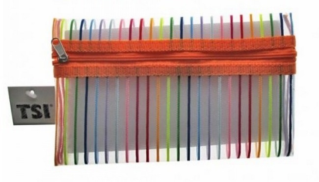 TSI Pencil Case, 21x12cm, Orange Zipper